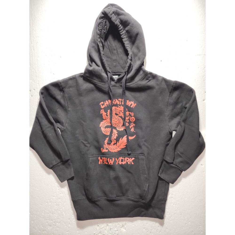 Keltex Hoodie Men Small Black Sweater Sweatshirt Pull Over Chinatown New York